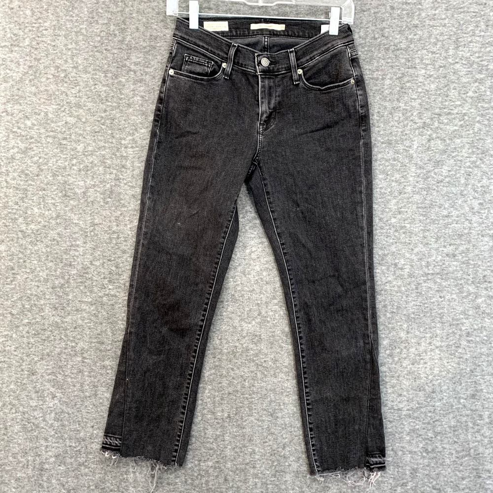 Levis Premium Curvy Straight Womens 26x25 Stretch Jeans Red Tab‎ Dark Wash Black